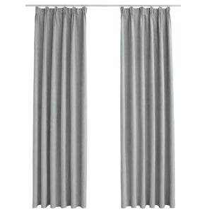 Tende Oscuranti con Ganci 2 pz Grigie 140x245 cm