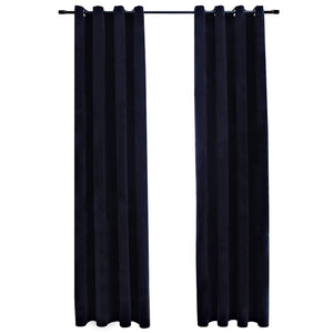 Tende Oscuranti con Anelli 2 pz Nere in Velluto 140x175 cm