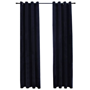 Tende Oscuranti con Anelli 2 pz Nere in Velluto 140x245 cm