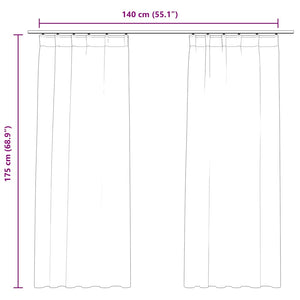 Tende Oscuranti con Ganci 2 pz Nere in Velluto 140x175 cm