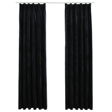 Charger l&#39;image dans la galerie, Tende Oscuranti con Ganci 2 pz Nere in Velluto 140x225 cm