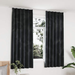 Tende Oscuranti con Ganci 2 pz Antracite in Velluto 140x175 cm