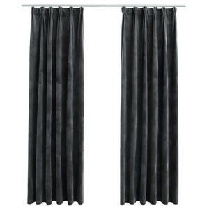 Tende Oscuranti con Ganci 2 pz Antracite in Velluto 140x225 cm