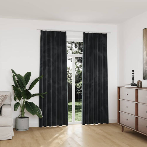 Tende Oscuranti con Ganci 2 pz Antracite in Velluto 140x225 cm