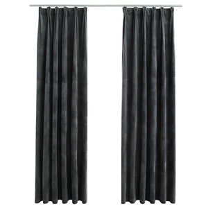 Tende Oscuranti con Ganci 2 pz Antracite in Velluto 140x245 cm