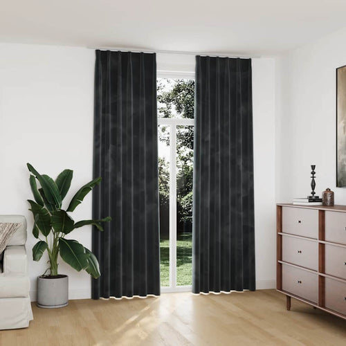Tende Oscuranti con Ganci 2 pz Antracite in Velluto 140x245 cm