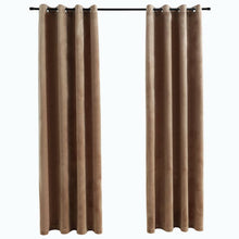 Carica l&#39;immagine nel visualizzatore di Gallery, Tende Oscuranti con Anelli 2 pz Beige in Velluto 140x175 cm