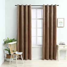 Carica l&#39;immagine nel visualizzatore di Gallery, Tende Oscuranti con Anelli 2 pz Beige in Velluto 140x175 cm