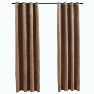 Tende Oscuranti con Anelli 2 pz Beige in Velluto 140x245 cm