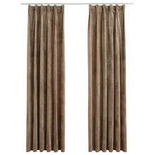 Carica l&#39;immagine nel visualizzatore di Gallery, Tende Oscuranti con Ganci 2 pz Beige in Velluto 140x175 cm