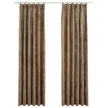 Carica l&#39;immagine nel visualizzatore di Gallery, Tende Oscuranti con Ganci 2 pz Beige in Velluto 140x245 cm