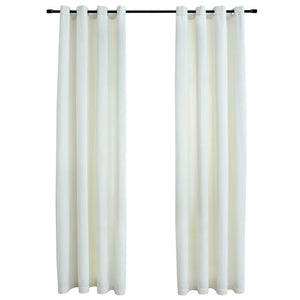 Tende Oscuranti con Anelli 2 pz Crema in Velluto 140x245 cm