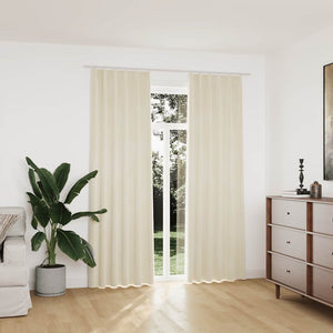 Tende Oscuranti con Ganci 2 pz Crema in Velluto 140x225 cm