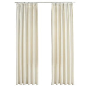Tende Oscuranti con Ganci 2 pz Crema in Velluto 140x245 cm