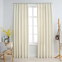 Carica l&#39;immagine nel visualizzatore di Gallery, Tende Oscuranti con Ganci 2 pz Crema in Velluto 140x245 cm