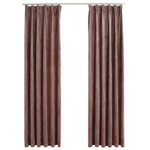 Tende Oscuranti con Ganci 2 pz Rosa Antico in Velluto 140x175cm
