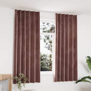 Tende Oscuranti con Ganci 2 pz Rosa Antico in Velluto 140x175cm