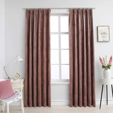 Carica l&#39;immagine nel visualizzatore di Gallery, Tende Oscuranti con Ganci 2 pz Rosa Antico in Velluto 140x225cm