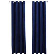 Carica l&#39;immagine nel visualizzatore di Gallery, Tende Oscuranti con Anelli 2 pz Blu Scuro in Velluto 140x175 cm