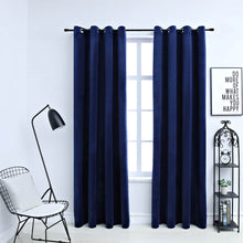 Carica l&#39;immagine nel visualizzatore di Gallery, Tende Oscuranti con Anelli 2 pz Blu Scuro in Velluto 140x175 cm