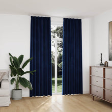 Carica l&#39;immagine nel visualizzatore di Gallery, Tende Oscuranti con Ganci 2 pz Blu Scuro in Velluto 140x245 cm