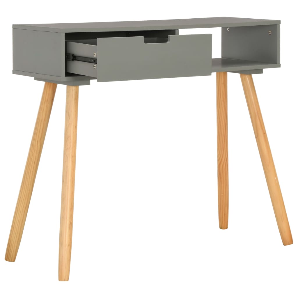Tavolo Consolle Grigio 80x30x72 cm in Legno Massello di Pino