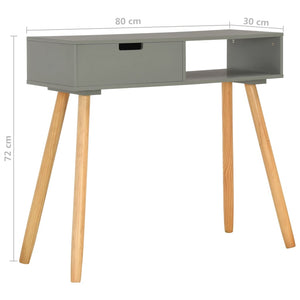 Tavolo Consolle Grigio 80x30x72 cm in Legno Massello di Pino