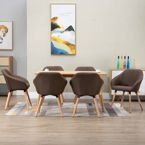 Sedie da Pranzo 6 pz Marroni in Tessuto