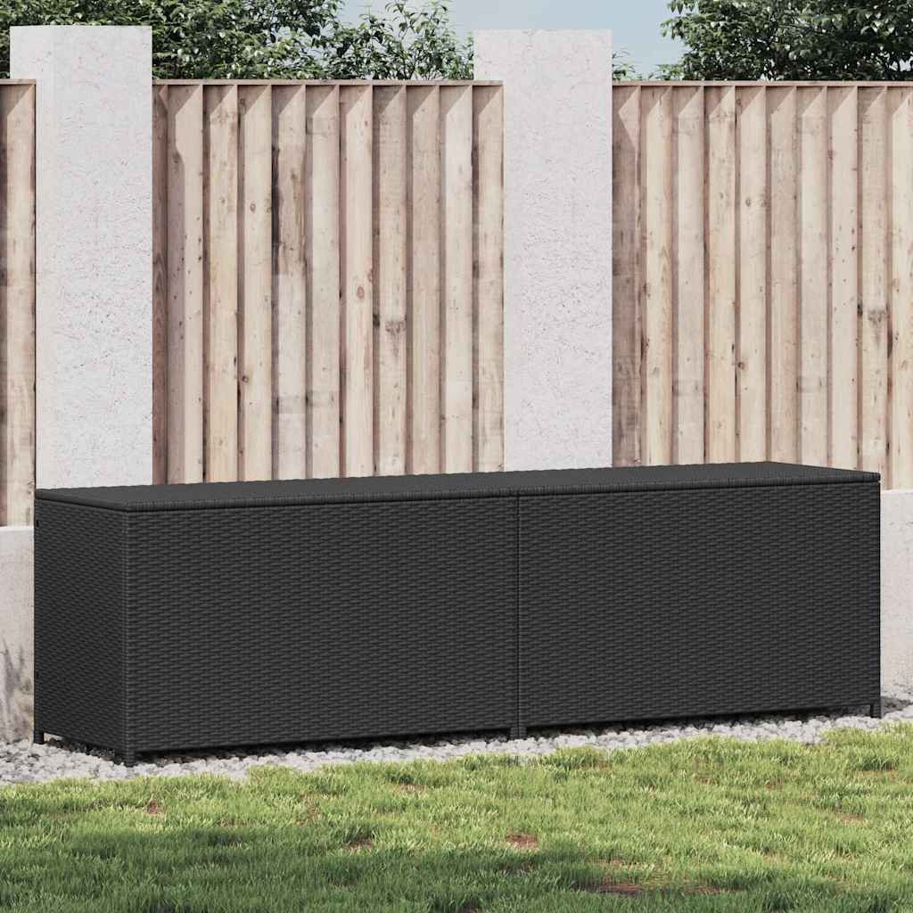 Baule da Giardino in Polyrattan 200x50x60 cm Nero