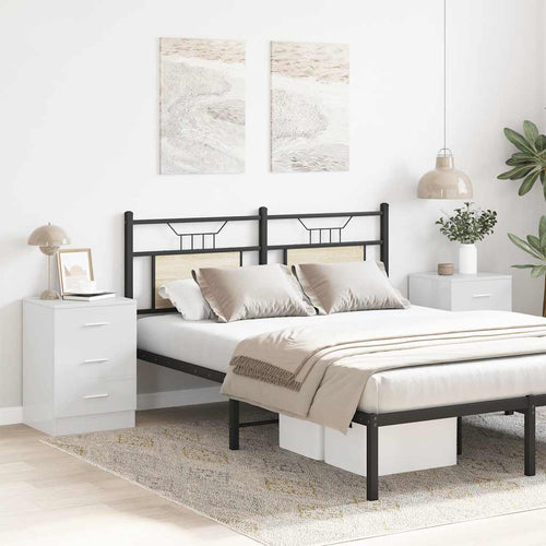 Comodini 2pz Bianco Lucido 38x35x56 cm in Legno Multistrato