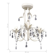 Charger l&#39;image dans la galerie, Lampadario con Pendenti in Cristallo 4 pz Bianco Elegante