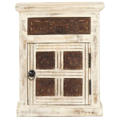 Mobiletto Bianco 40x30x50 cm in Legno Massello di Mango