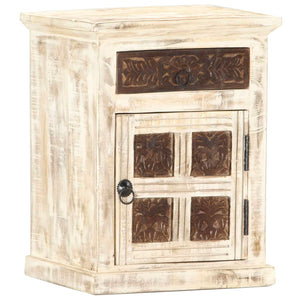 Mobiletto Bianco 40x30x50 cm in Legno Massello di Mango