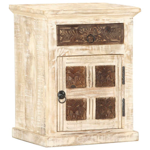 Mobiletto Bianco 40x30x50 cm in Legno Massello di Mango
