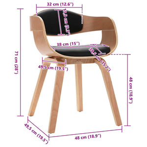 Sedie da Pranzo 2 pz in Legno Piegato e Similpelle