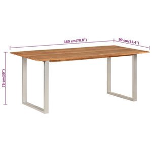 Tavolo da Pranzo 180x90x76 cm in Legno Massello di Acacia