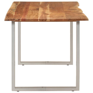 Tavolo da Pranzo 154x80x76 cm in Legno Massello di Acacia