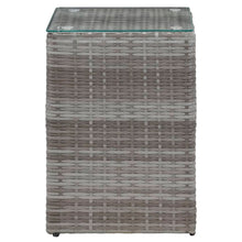 Indlæs billede til gallerivisning Tavolino Piano in Vetro Grigio 35x35x52 cm Polyrattan per esterni