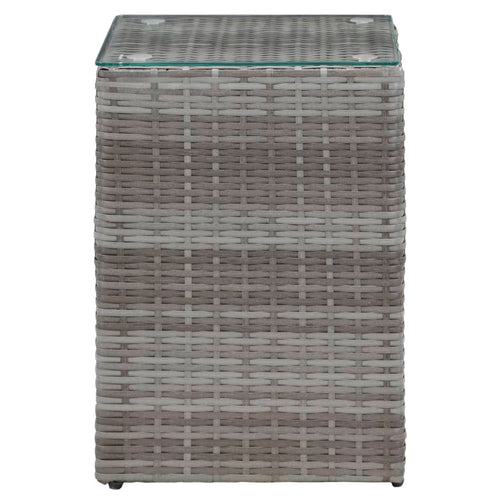 Tavolino Piano in Vetro Grigio 35x35x52 cm Polyrattan per esterni
