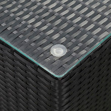 Load image into Gallery viewer, Tavolini 3 pz con Piano in Vetro Neri in Polyrattan per esterni