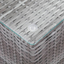 Load image into Gallery viewer, Tavolini 3 pz con Piano in Vetro Grigi in Polyrattan per esterni