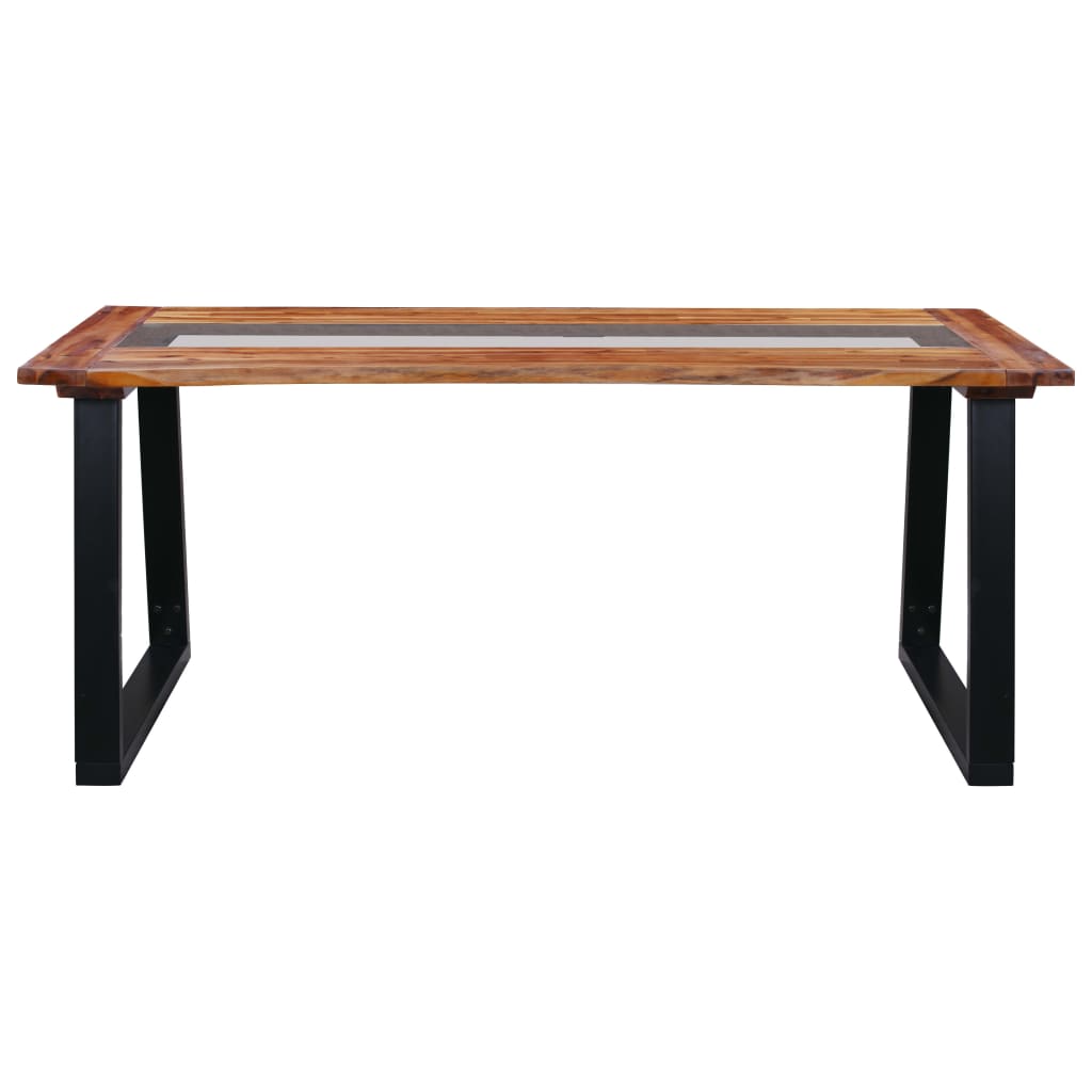 Tavolo da Pranzo 180x90x75 cm in Legno Massello Acacia e Vetro