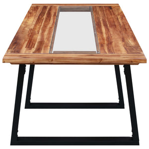 Tavolo da Pranzo 180x90x75 cm in Legno Massello Acacia e Vetro