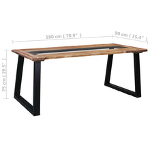 Indlæs billede til gallerivisning Tavolo da Pranzo 180x90x75 cm in Legno Massello Acacia e Vetro