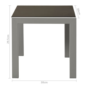 Set 2 Lettini con Tavolino in Acciaio e Textilene Nero
