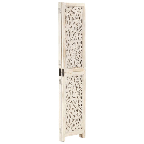 Separè 3 Pannelli Intagliato in legno Bianco 120x165cm