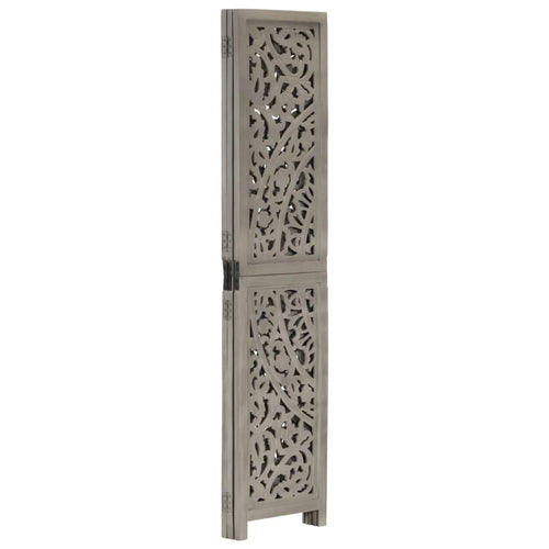 Separè 3 Pannelli Intagliato in legno Grigio 120x165cm