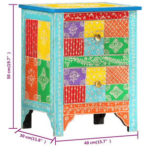Mobiletto Dipinto a Mano 40x30x50 cm in Legno Massello di Mango