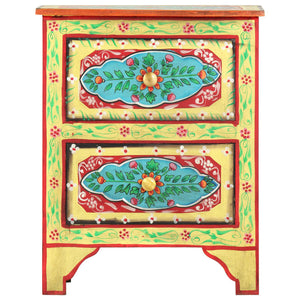 Mobiletto Dipinto a Mano 40x30x50 cm in Legno Massello di Mango