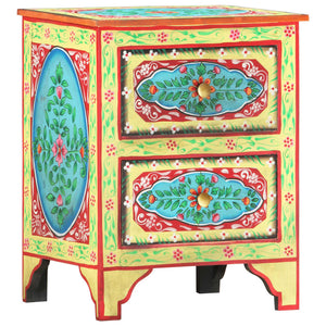 Mobiletto Dipinto a Mano 40x30x50 cm in Legno Massello di Mango